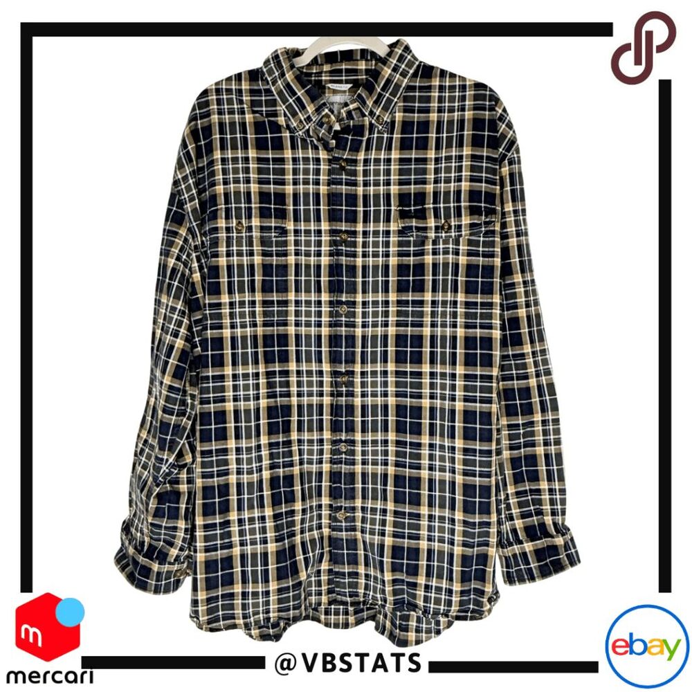 Carhartt Men's Relaxed Fit Plaid‎ Long Sleeve Button Down Shirt Black Yellow 2XL